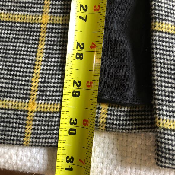 Kasper Yellow Windowpane Plaid Open Front Blazer Jacket 6 Medium Longline Career - Picture 12 of 12